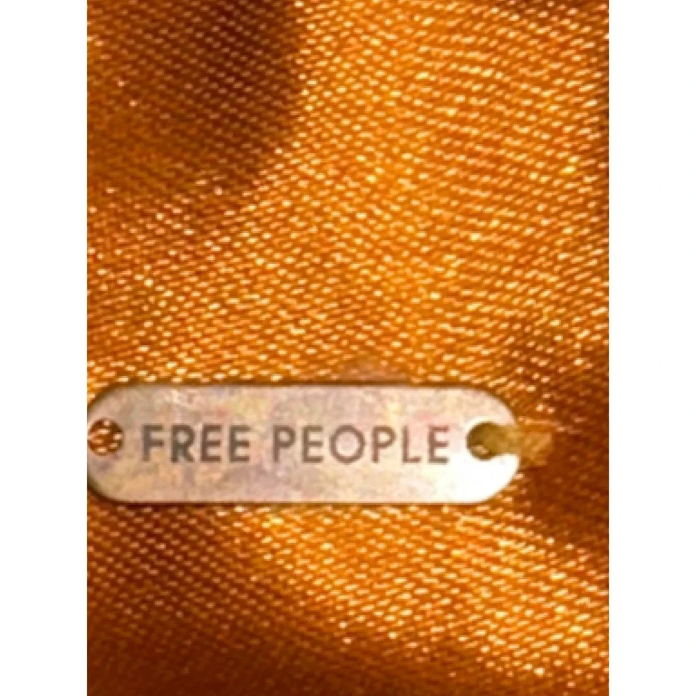 Free People Metallic Crochet Beaded Crossbody Bag Gold Orange Boho Mini Bag